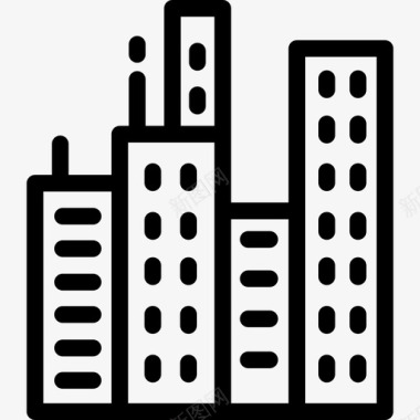 城市城市大包装概述线性图标图标