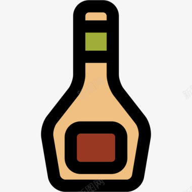 酱汁彩色厨房用品线性颜色图标图标