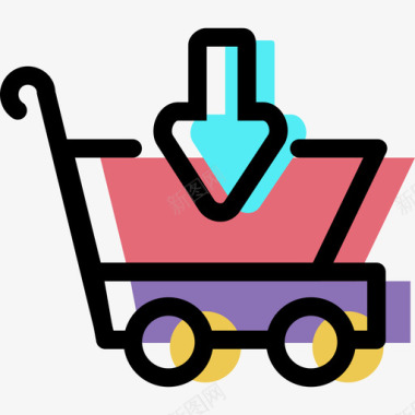购物车购物和电子商务套装颜色图标图标