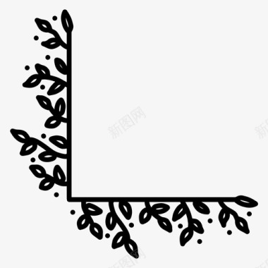 花和叶角分隔器花图标图标