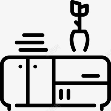 抽屉柜家具2线性图标图标