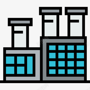 工厂工业2线颜色图标图标