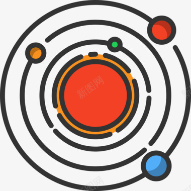 太阳系卡通空间图标线性颜色图标