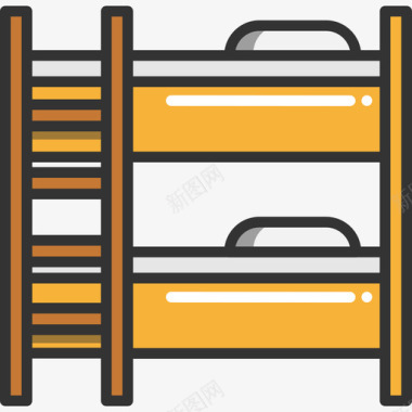 双层床家具线性颜色图标图标
