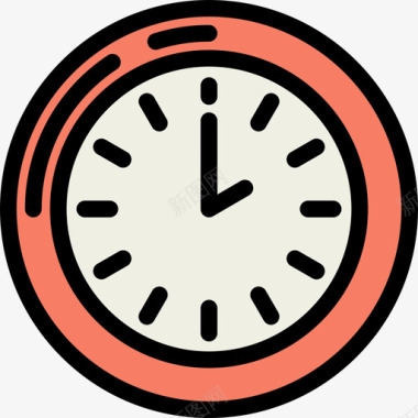 时钟教育12线性颜色图标图标