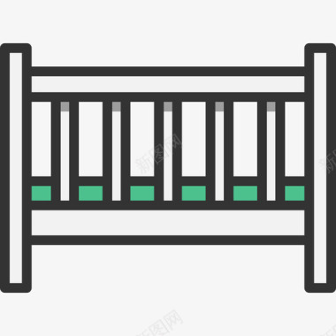 婴儿床家具线性颜色图标图标
