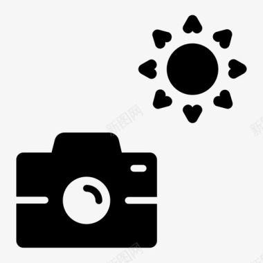 相机太阳夏日雕文图标图标