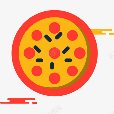 披萨杂烩套装扁平图标图标