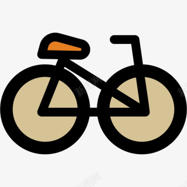 自行车休闲汇编线条色彩图标图标