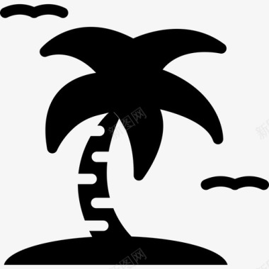 棕榈树自然暑假套装图标图标