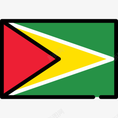 圭亚那旗帜收藏长方形图标图标
