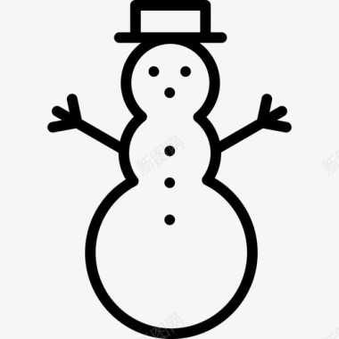 雪人假日和圣诞节元素直线图标图标