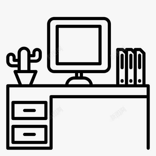 电脑桌工作办公室图标svg_新图网 https://ixintu.com 办公室 工作 电脑桌