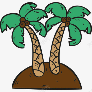 棕榈树夏日假期色彩图标图标
