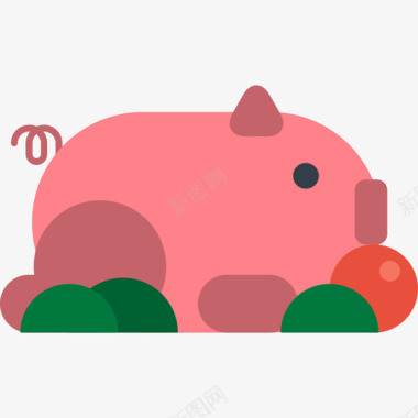 猪肉食品和饮料3平的图标图标