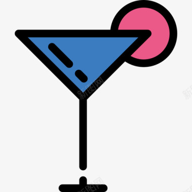 鸡尾酒生日派对系列直线颜色图标图标