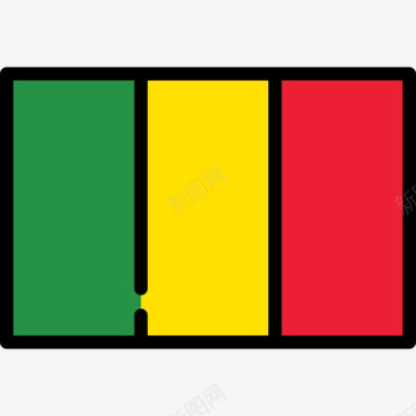 马里国旗收藏长方形图标图标