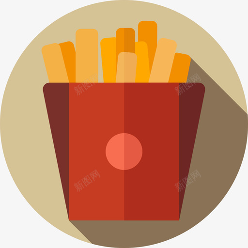 薯条圆形彩色食品扁平图标svg_新图网 https://ixintu.com 圆形彩色食品 扁平 薯条
