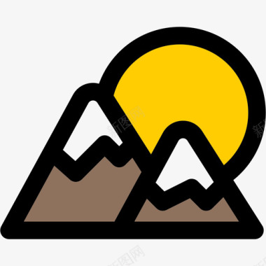 山地彩色旅游观光光圆图标图标