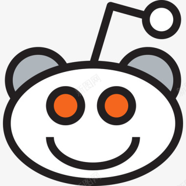 Reddit社交媒体图标徽标线条颜色图标