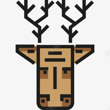 鹿动物2线性颜色图标图标