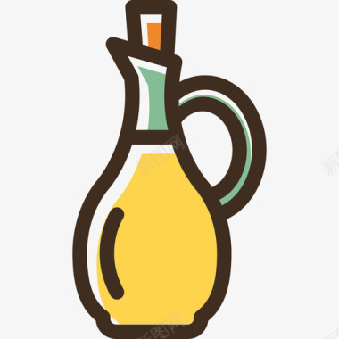 橄榄油食品线性颜色食品套装图标图标