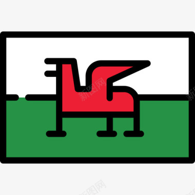 威尔士旗帜系列长方形图标图标