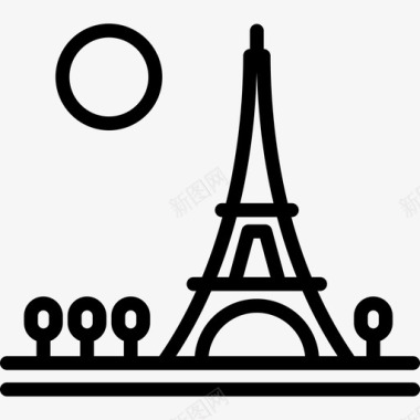 巴黎风景线直线图标图标