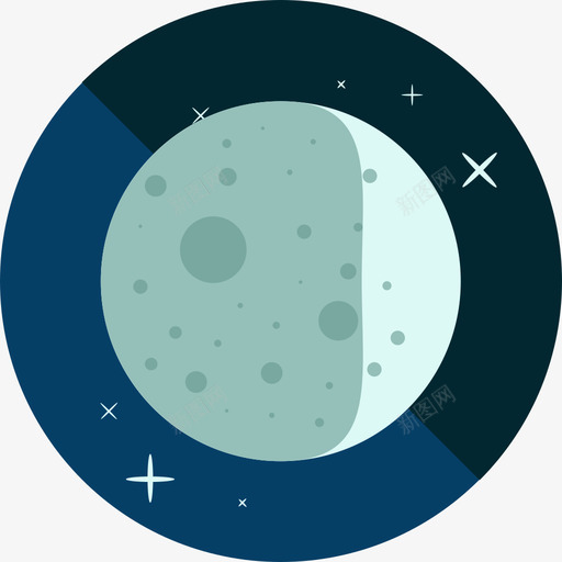 月亮9号天气平的图标svg_新图网 https://ixintu.com 9号天气 平的 月亮