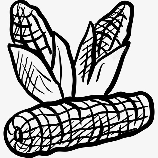 玉米蔬菜和水果黑色图标svg_新图网 https://ixintu.com 玉米 蔬菜和水果 黑色