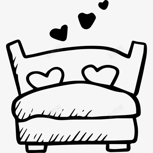 床其他手绘爱情元素图标svg_新图网 https://ixintu.com 其他 床 手绘爱情元素