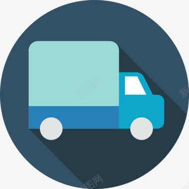 送货卡车购物和电子商务图标扁平图标