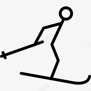 滑雪运动和游戏直线型图标图标