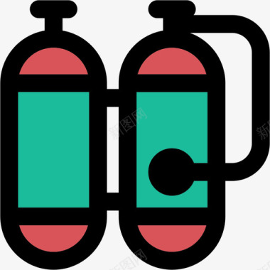 氧气罐娱乐汇编线条色彩图标图标