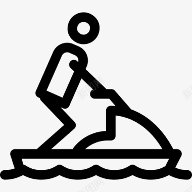 摩托艇娱乐设施直线型图标图标