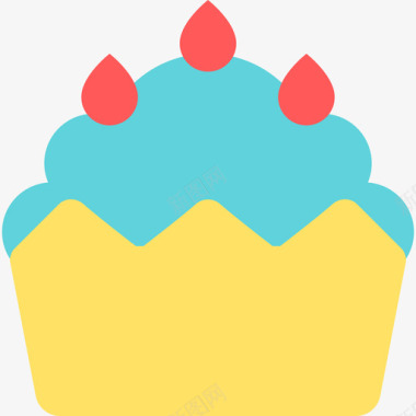 纸杯蛋糕食品和餐厅元素扁平图标图标