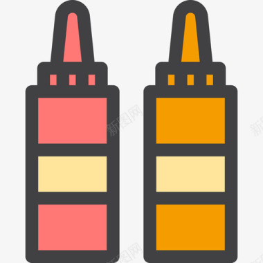 酱汁野餐和烧烤图标线性颜色图标