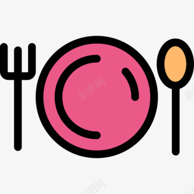 餐厅生日派对系列线性颜色图标图标