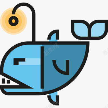 鱼动物2线颜色图标图标