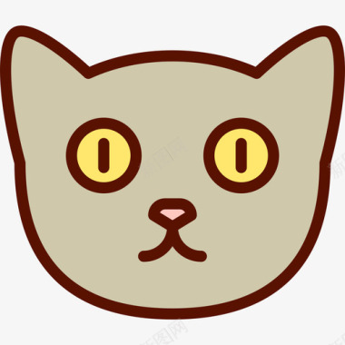 猫带线宠物店直线颜色图标图标