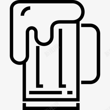 啤酒预先详细的线性夏季线性图标图标