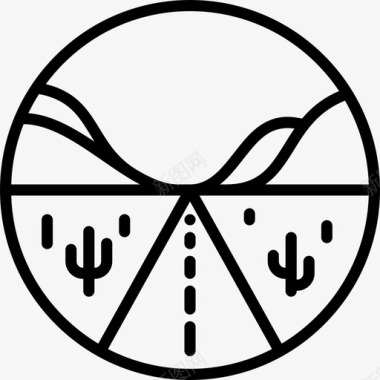 沙漠公路圆形景观线形图标图标
