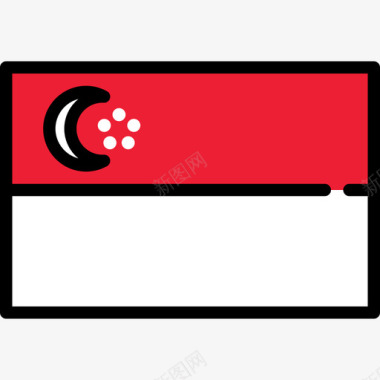 新加坡旗帜系列长方形图标图标