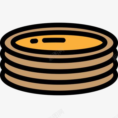 薄煎饼食品和餐厅大包装颜色线性颜色图标图标