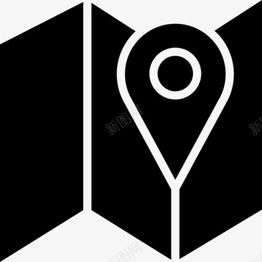 地图导航和gps标志符号填充图标图标