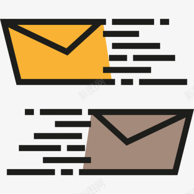 电子邮件通讯3线条颜色图标图标