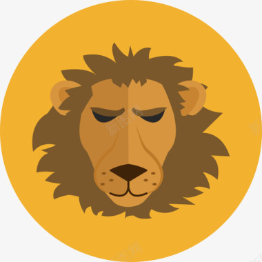 狮子座黄道十二宫圆形平面图标图标