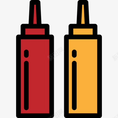 番茄酱食品和餐厅大包装颜色线性颜色图标图标