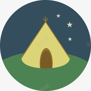 帐篷自然2圆形平面图标图标