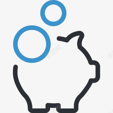 存钱罐商业搜索引擎优化蓝色图标图标